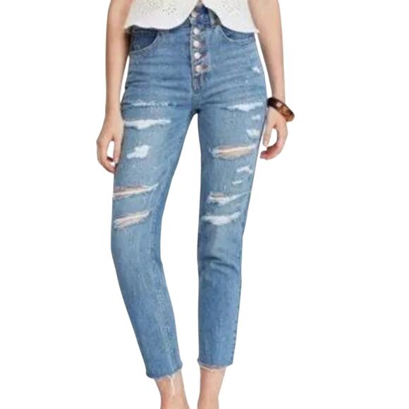 We The Free Free People Women’s Distressed Skinny Jeans High Rise Size 27 - Picture 1 of 10